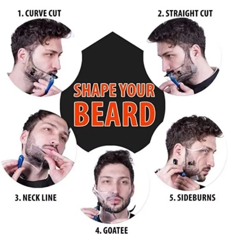 Beard Shaping Template, At-Home Razor Guide and Styling Comb for Creating Even-Looking Cheek Lines, Necklines and Sideburn Edges