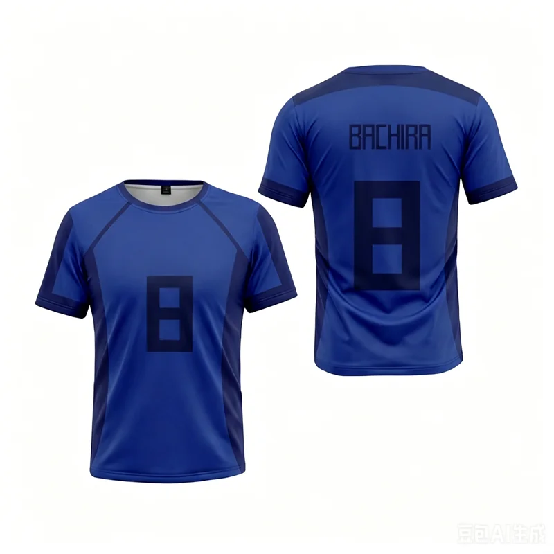 Dies ist ein spezielles blaues, individuelles T-Shirt, Sommermode, atmungsaktiv, bequem, kurzärmelig – Detail 5