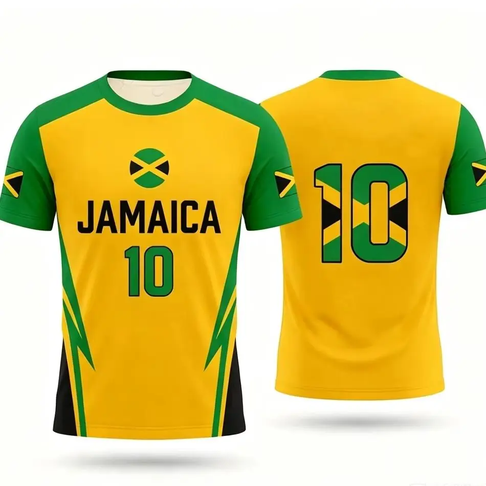 Jamaica Soccer Jersey Fan Shirt Fashion Casual Streetwear Breathable Quick Drying Short Sleeved Summer Women T-Shirt Top