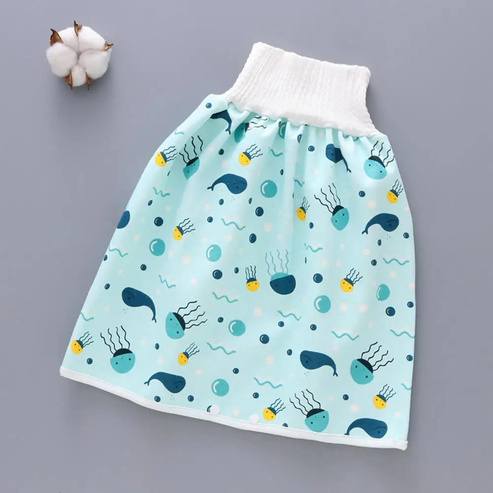 Breathable Soft Waterproof Toddler Cotton Diaper Training Skirt High Waist Washable Changing Pants