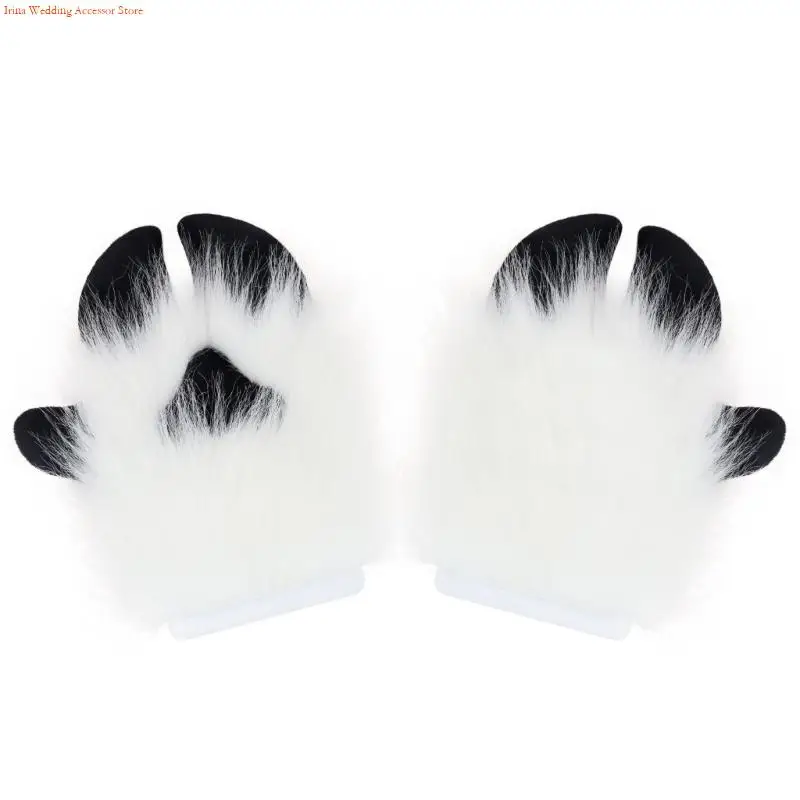 

G92D Realistic Animal Paws Gloves Plush Costume Accessory For Costume Party