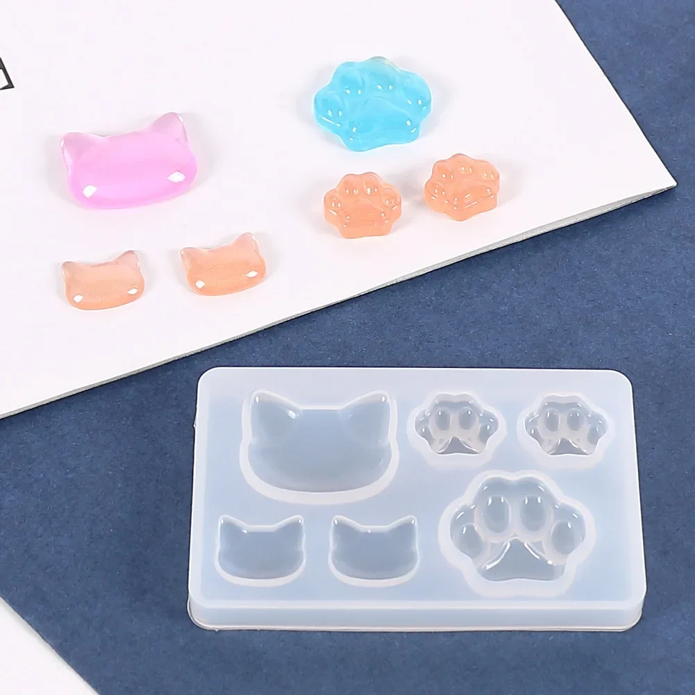 Home Decoration Crafts Small Cat Claw Crystal Epoxy Resin DIY Silicone Mold Cat Face Cat Claw Keychain Jewelry Pendant Mold