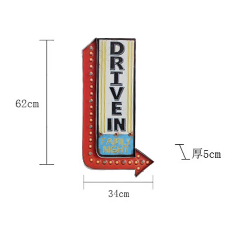 Retro creative led bar hotel coffee shop adornment metope pendant lamp signs mural hanging on the wall