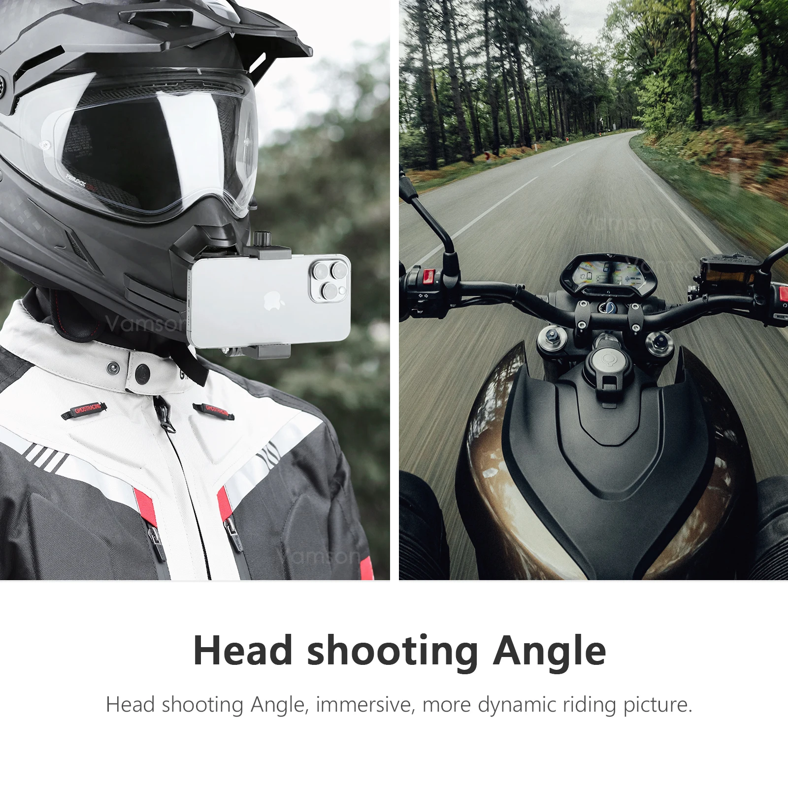 Vamson for go pro zubehör motorrad helm kinn halterung gebogene halterung für insta360 x3 one x2 gopro hero 10 9 8 7 6 zubehör