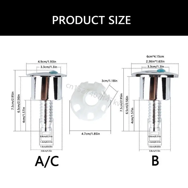 حزمة من 2 زر المرحاض مزدوج دائرة الجولة رأس يسهل تثبيت أنظمة تدفق المرحاض البديلة لأنظمة خزانات الصهاريج R9CA
