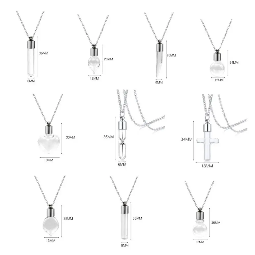 Transparent Glass Perfume Vial Pendant Wishing Bottle Clear Charm Glass Bottle Necklace Jewelry Gifts Glass Bottle Necklace