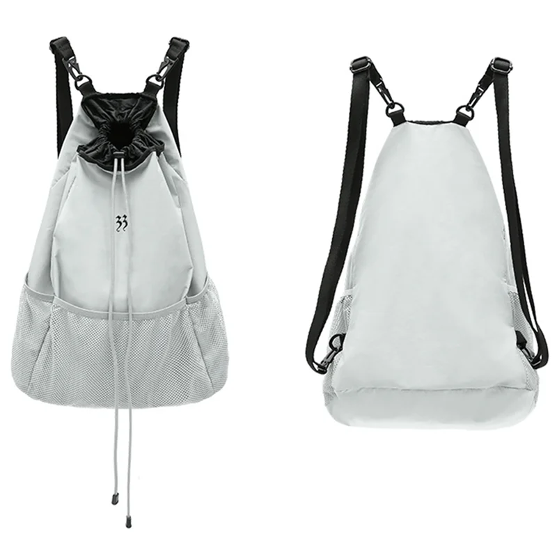 Mochila de malla ligera de nailon gris para mujer, Bolsa Escolar Original de gran capacidad con bolsillo y correa con cordón, tendencia de nicho