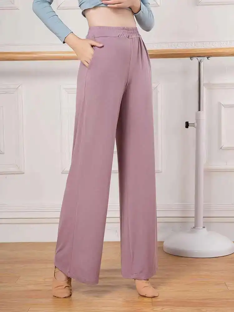 バレエダンスパンツ レディース ヨガエクササイズ ストレートレッグ ルーズパンツ モーダルバレエ練習服 通気性吸汗性