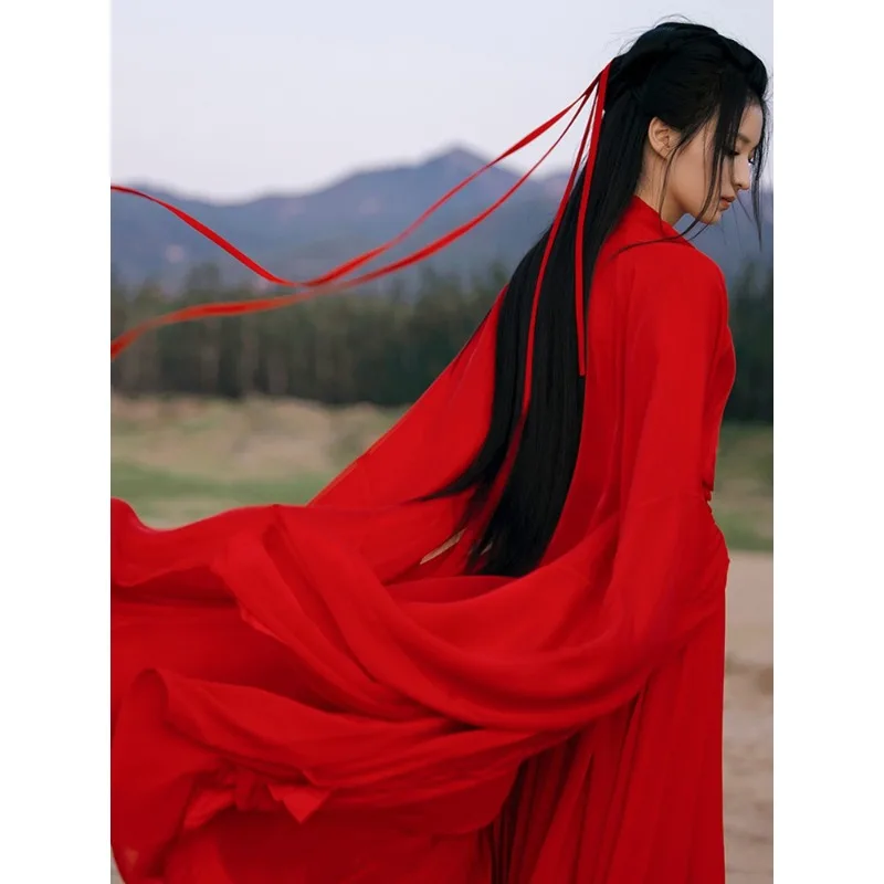 Red Hanfu Dress Traditional Chinese Clothing Fairy Costume Ancient Tang Suit Princess Halloween Carnival Cosplay Party Outfit