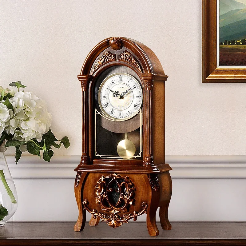 Nordic Table Clock Retro Luxury Desk Clock Vintage Mechanical Tell The Time Living Room Bedroom Bedside Home Decoration Gift