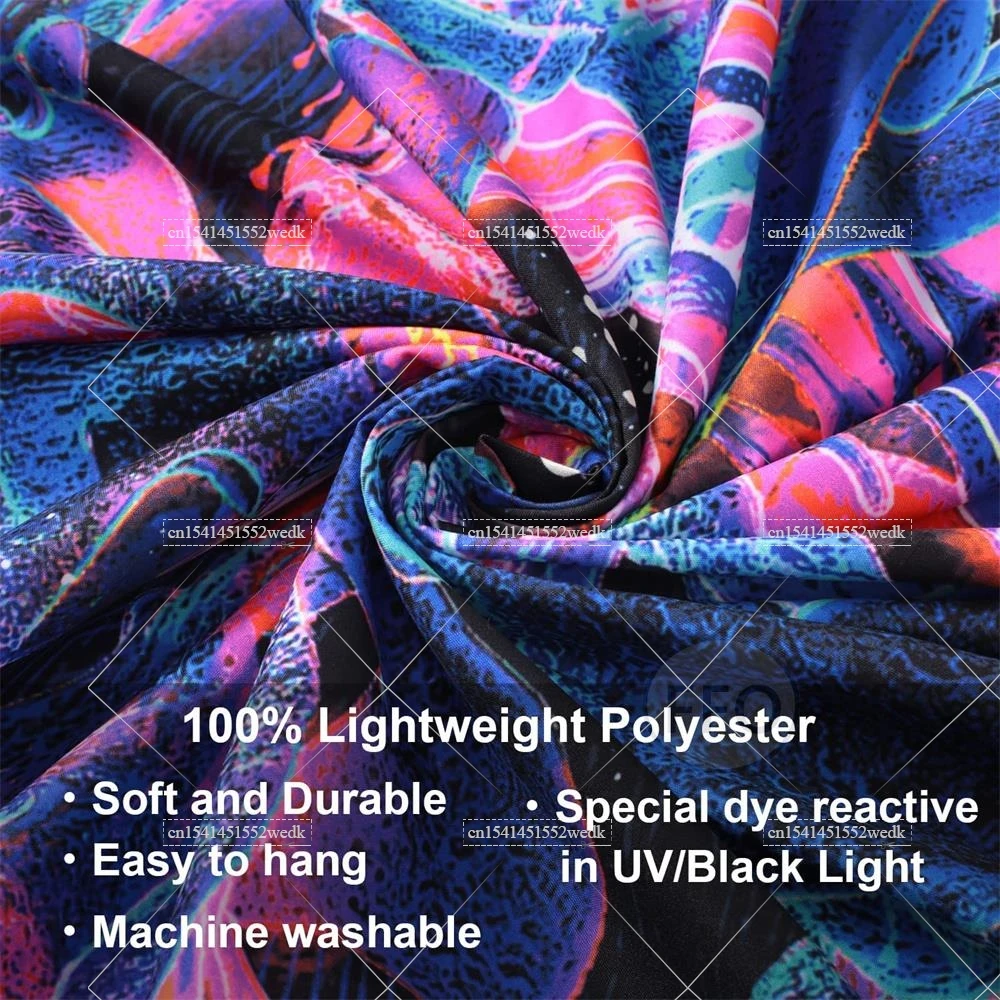 Manicer Arazzo Maxi Funghi UV 180x230 Cm – Reattivo Alla Luce Nera, Con Occhi Floreali, Poster Che Si Illumina Al Buio, Decorazione Da Parete - 5