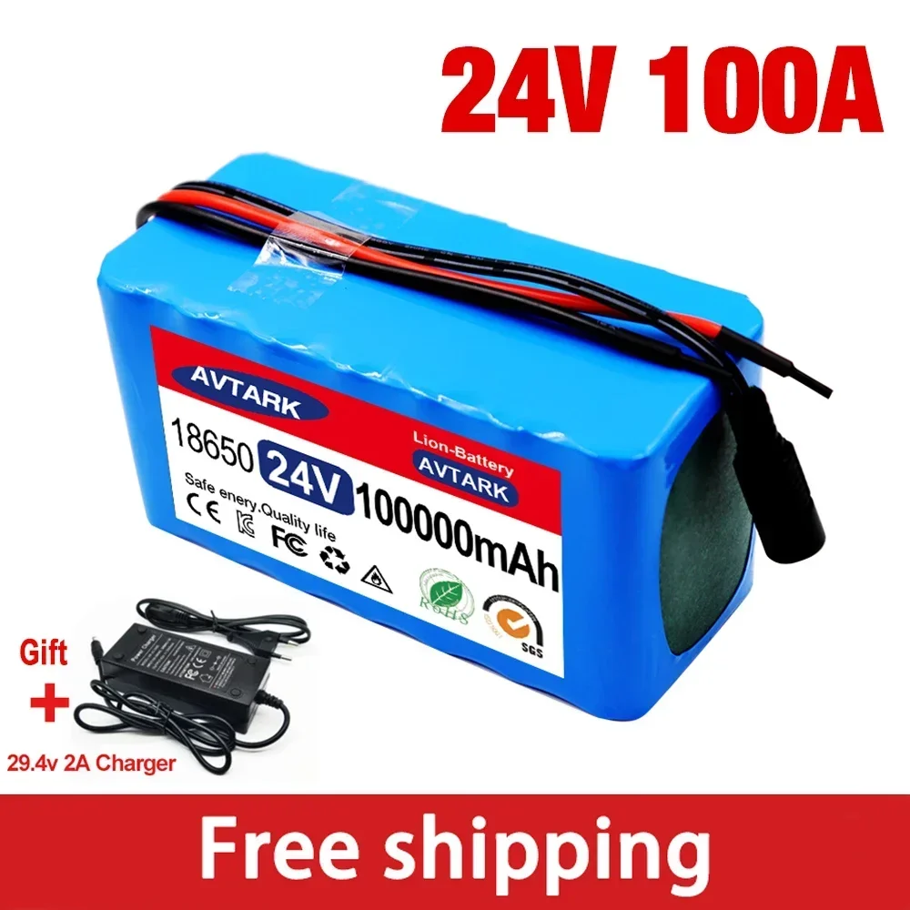 24V 100Ah 7 s3p 18650 29.4V 100000mAh akumulator litowo-jonowy dla wózków inwalidzkich zasilacz wymienna bateria litowo-jonowy + ładowarka 2A