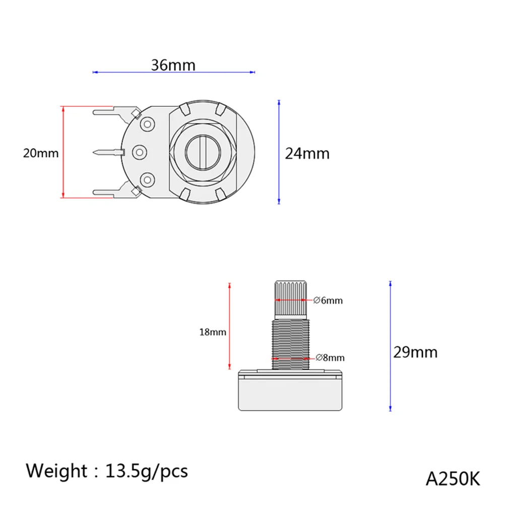 

Potentiometer Guitar Audio-potentiometers Amplifier Professional Part A250k Solder Lugs