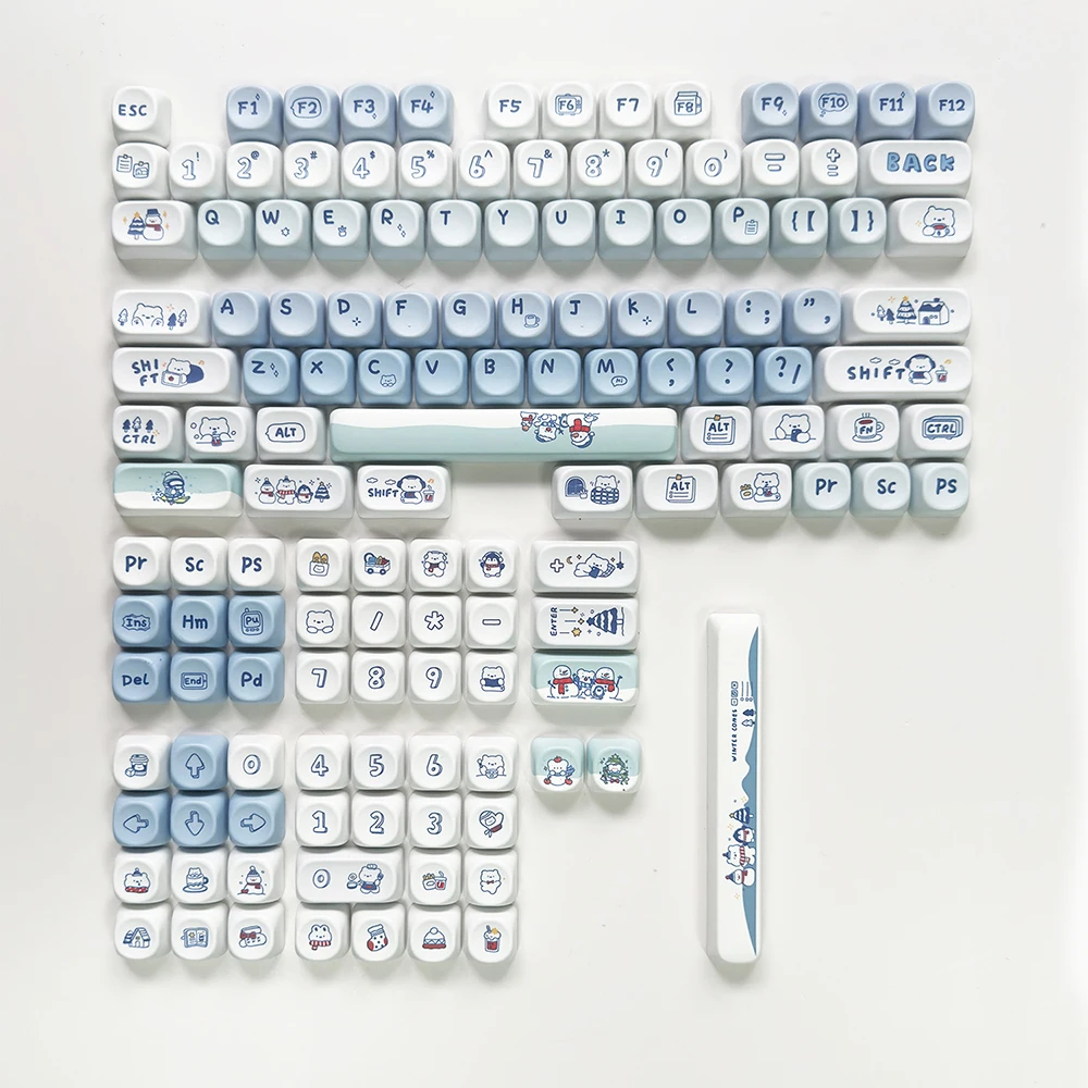135Keys Cute Bear Theme PBT Keycaps MOA Profile Dye -Sub Key Caps For MX switches Hot-Swappable Mechanical Keycap Keyboard Caps