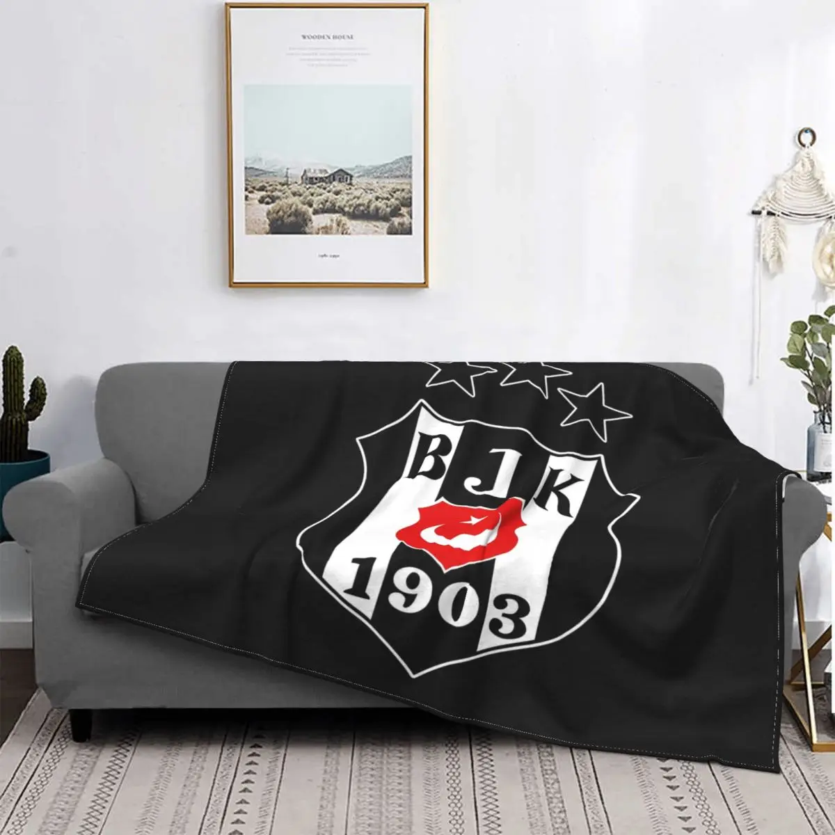 Manta de microforro polar ultrasuave con logotipo de Besiktas 2024 An