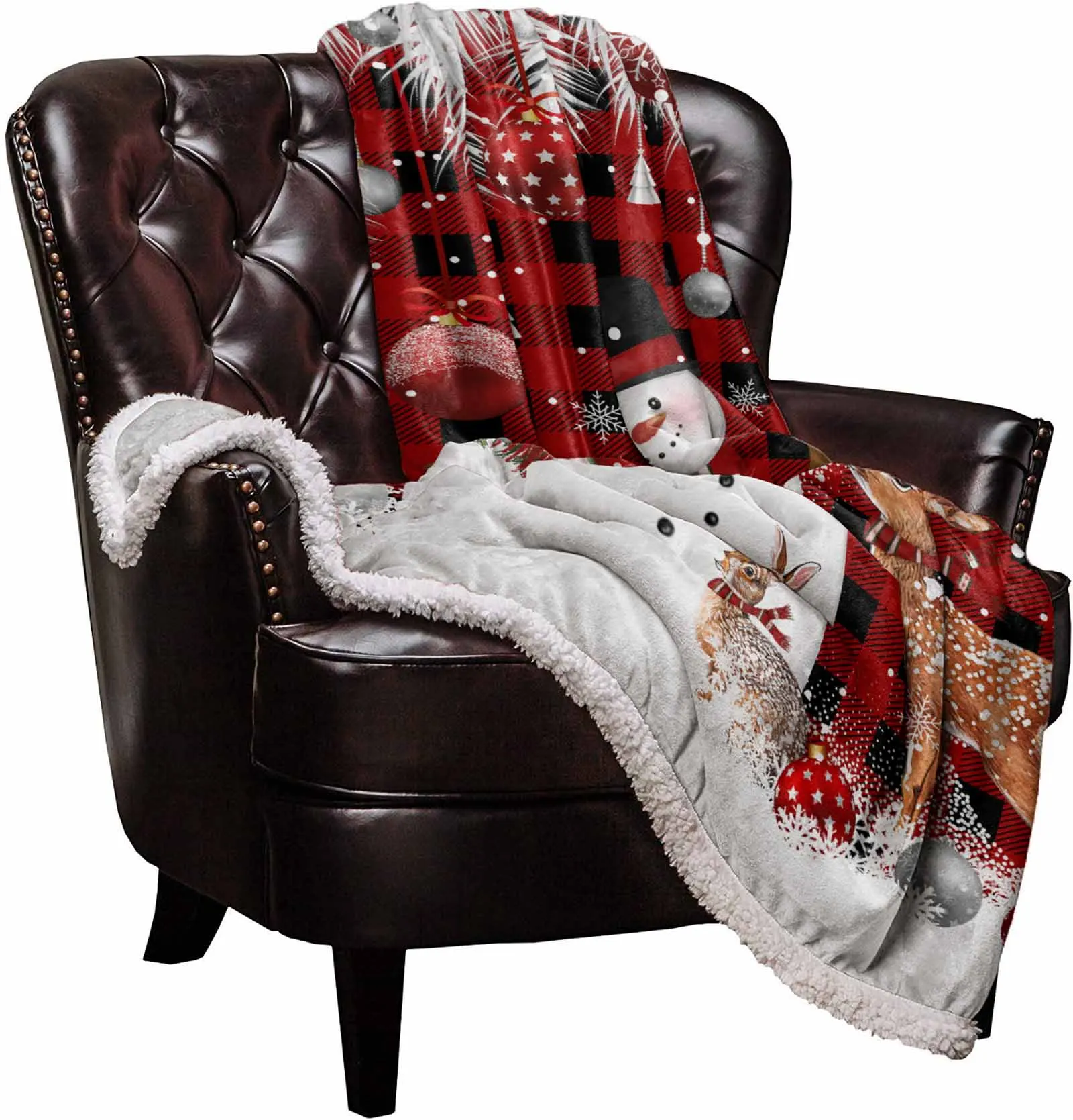 Christmas Snowman Deer Cashmere Blanket Warm Winter Soft Throw Blankets For Beds Sofa Wool Blanket Bedspread