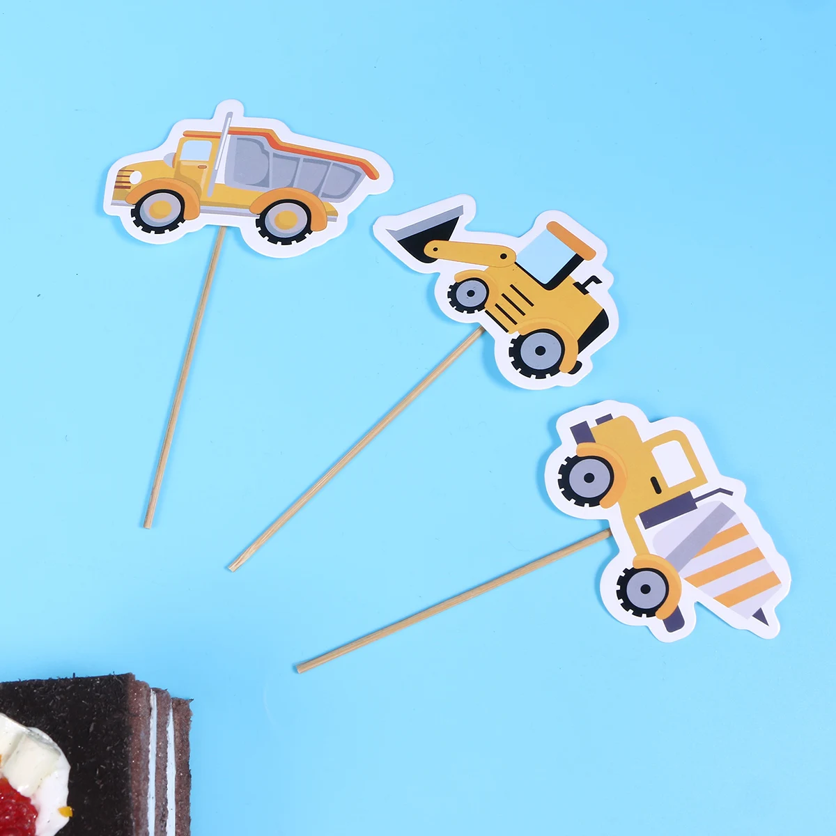 

28 pcs Construction Vehicle Cake Toppers Kids Party Dessert Picks Photo Props Festive Shape Decorations Birthday Supplies Cake