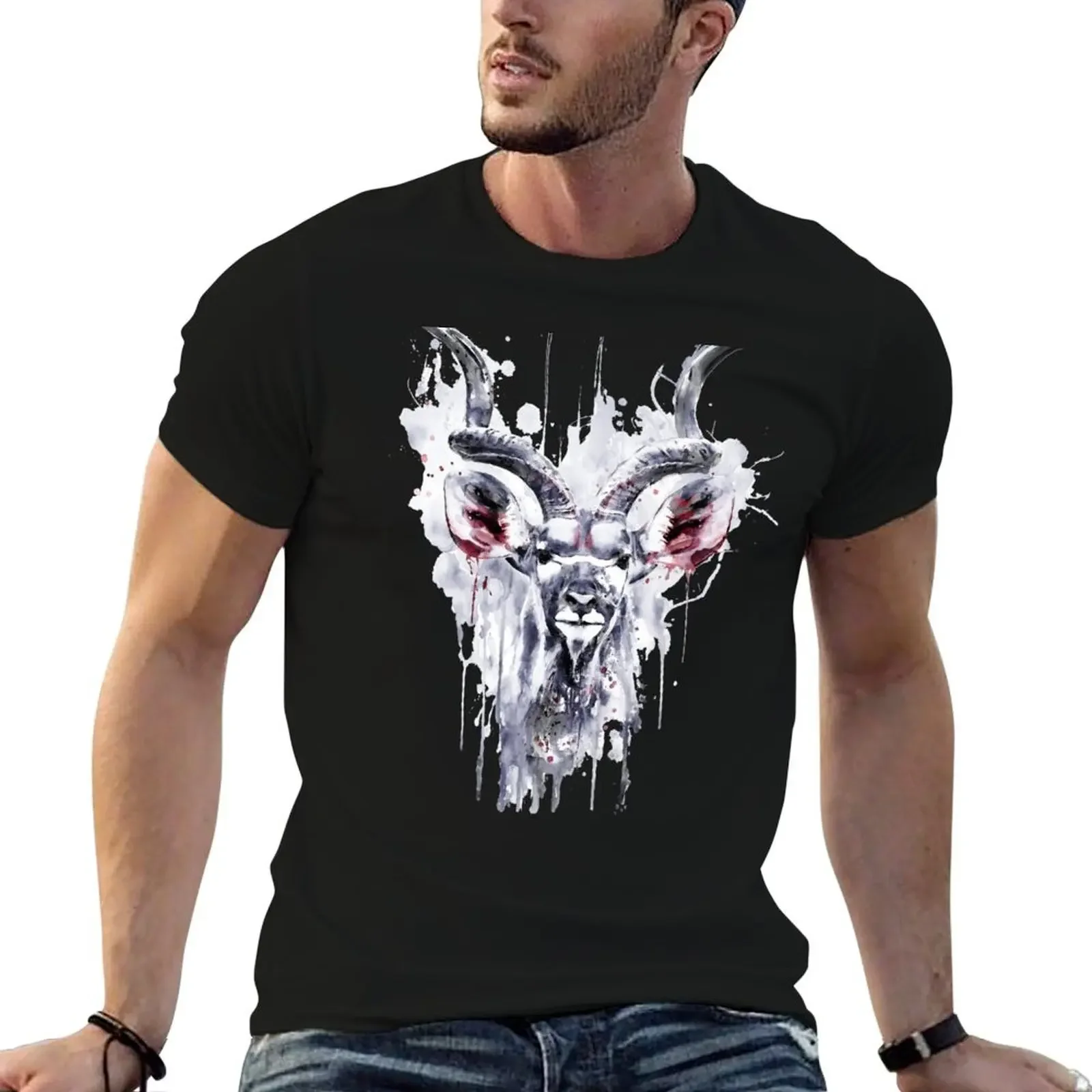 

Greater Kudu Spiral Horned Antelope T-Shirt vintage customizeds vintage graphic tee summer tops men clothes