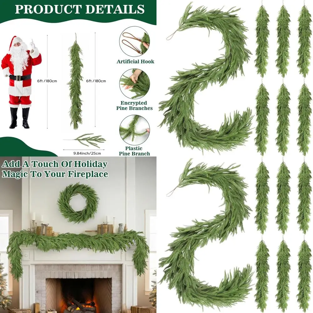 

Рождественская гирлянда Norfolk из 6 предметов, 36 футов, для праздничного декора: для использования в помещении и на открытом воздухе