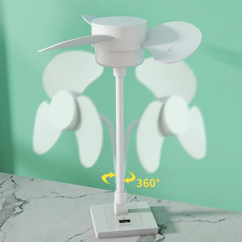 USB Plug in Fan Plug and Play Low Noise Portable Fan with Switch 360 Adjustable Cooling Fans for Indoor Outdoor Fishing Home