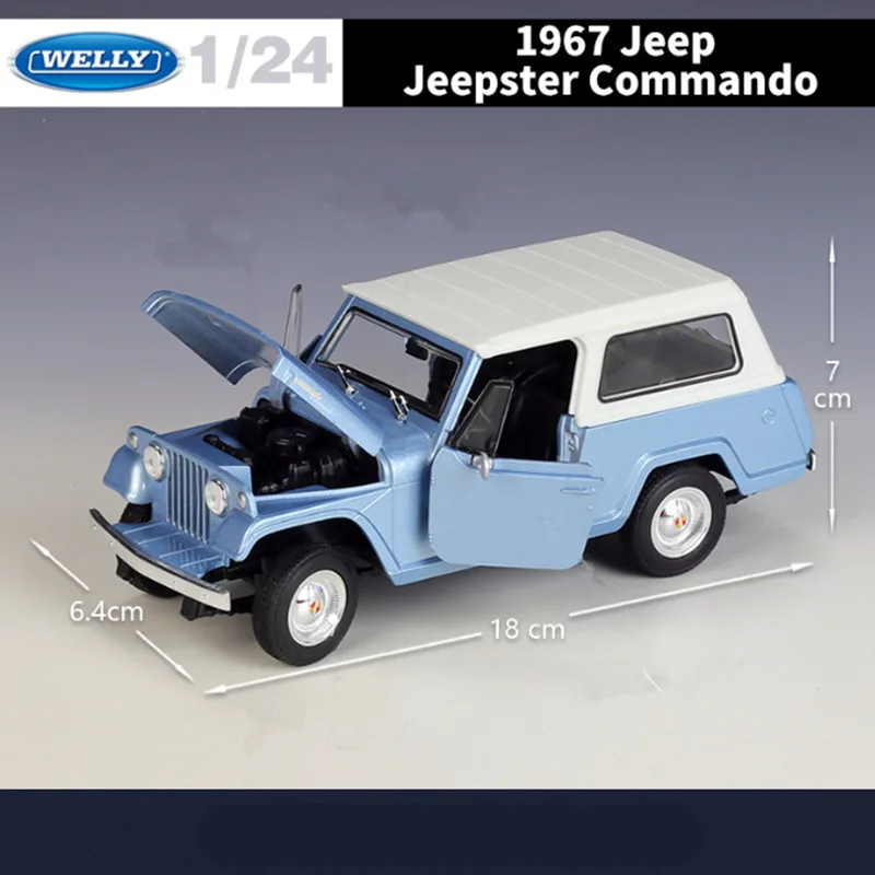 WELLY 1:24 1967年式 ジープ ジープスター コマンドー 合金製 ステーションワゴン 車 モデル ダイキャスト メタル 旅行用 オフロード車 カーモデル 子供向けギフト