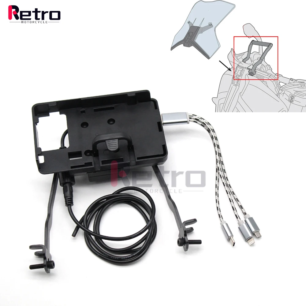 

USB Charger Phone Holder Stand Bracket For 790 ADVENTURE S R 2017 2018 2019 Motorcycle GPS Navigation Plate