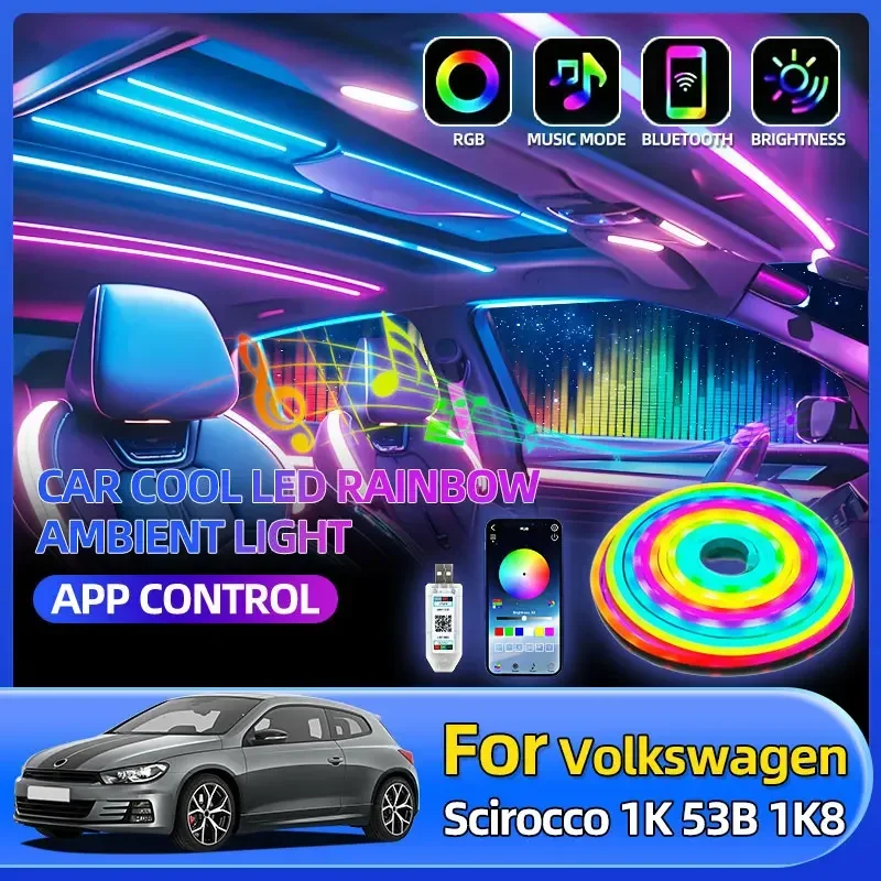 

Automotive Decoration Rainbow Light 1/5M App Control For Volkswagen Scirocco 1K 53B 1K8 Magotan B6 B7 B8 Teramont MQB Phideon 3C