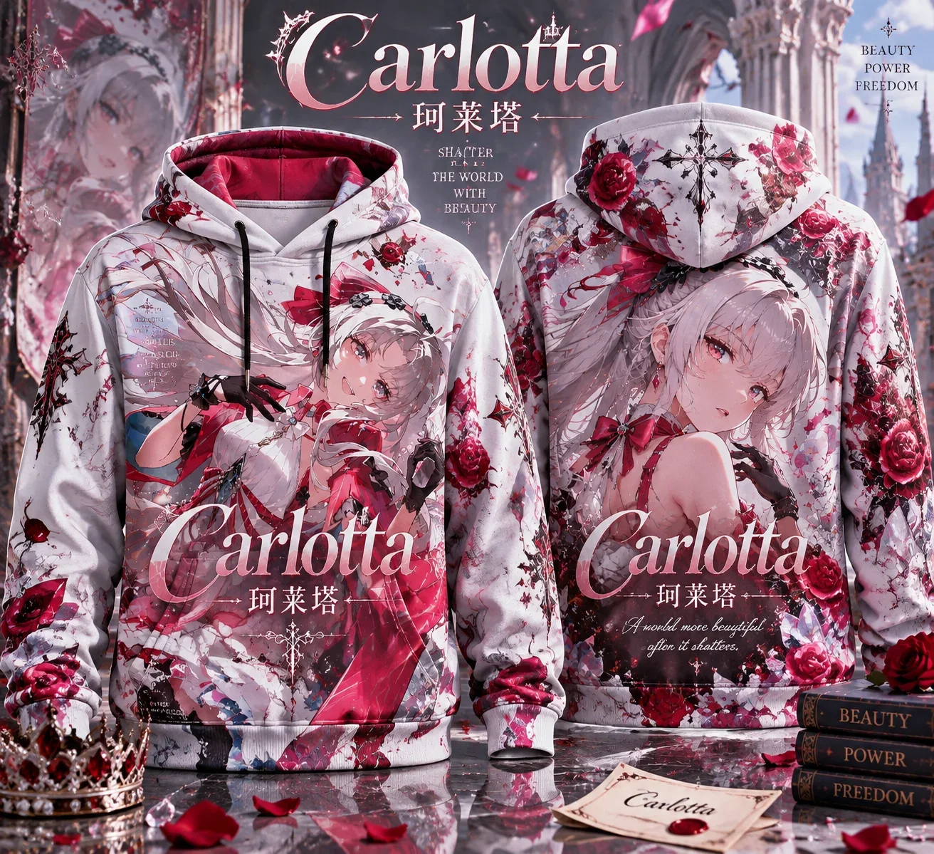 Wuthering Waves Carlotta 3D Print Hoodie Unisex Game Character Double Sided Pullover Sweatshirt Anime Hoodie Y2k Hoodies for Men