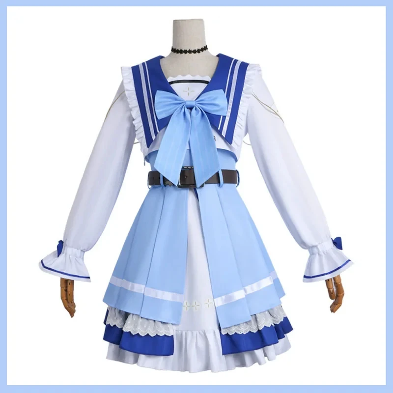 5;e,8\v,5/XqAnime Game Wuthering Waves Phoebe Cosplay Costume Japan South Korea JK Uniform White Coat Skirt Wig Woman f,5'h\8/m' view 2
