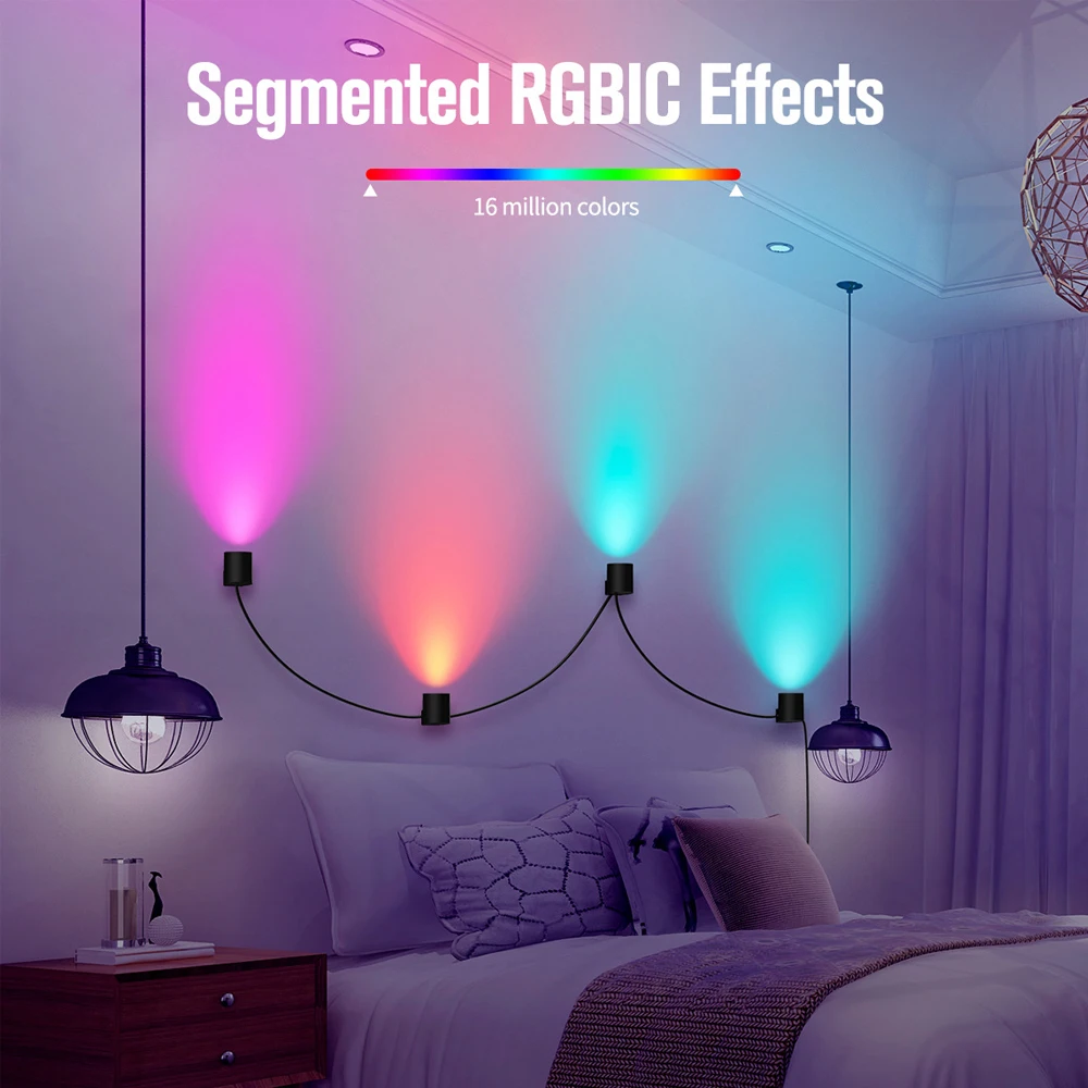 rgbic led luz de parede com controle wi fi e bluetooth app lampada ambiente decoracao da festa corredor escadas alexa google assistente tv 01