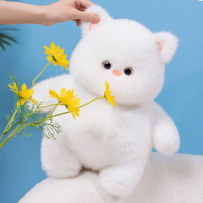 Jouet en peluche chat, peluche chat en peluche de style anime Kawaii pour adultes, meilleur cadeau d'anniversaire de Noël pour les amoureux des chats, petite amie femme
