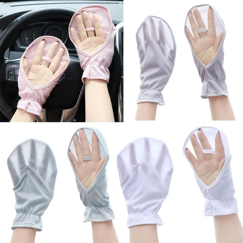 Guantes de protección solar para deportes al aire libre, protección UV transpirable, seda de hielo, finos, ciclismo, mujer, Verano