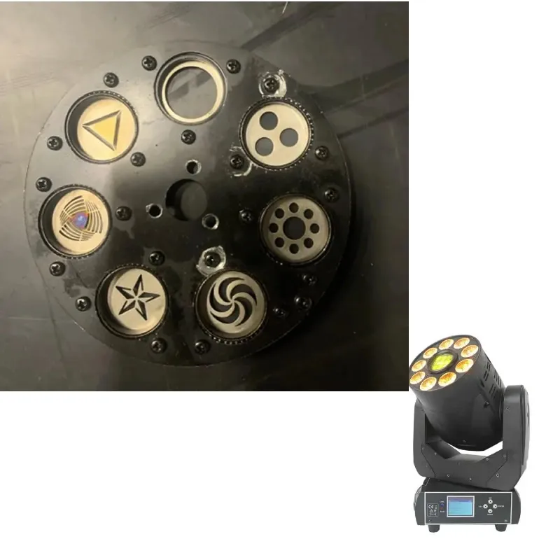 Rotation Rotate Gobo Wheel With Patterns for 75W LED Spot Wash Moving Head Lights