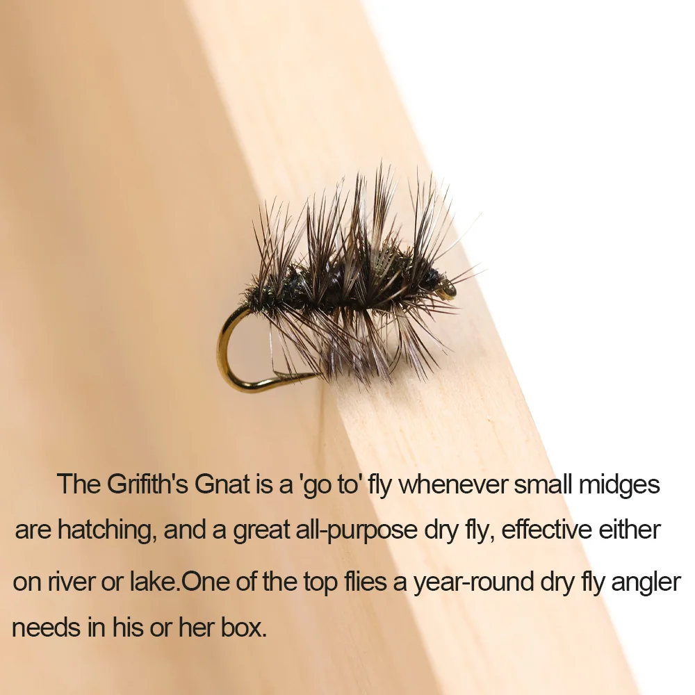 4/6PCS Griffith's Gnat  Dry Fly Small Size Trout Grayling Fly Fishing Lures Peacock Herl Body Grizzle Hackle #14-#20 view 3