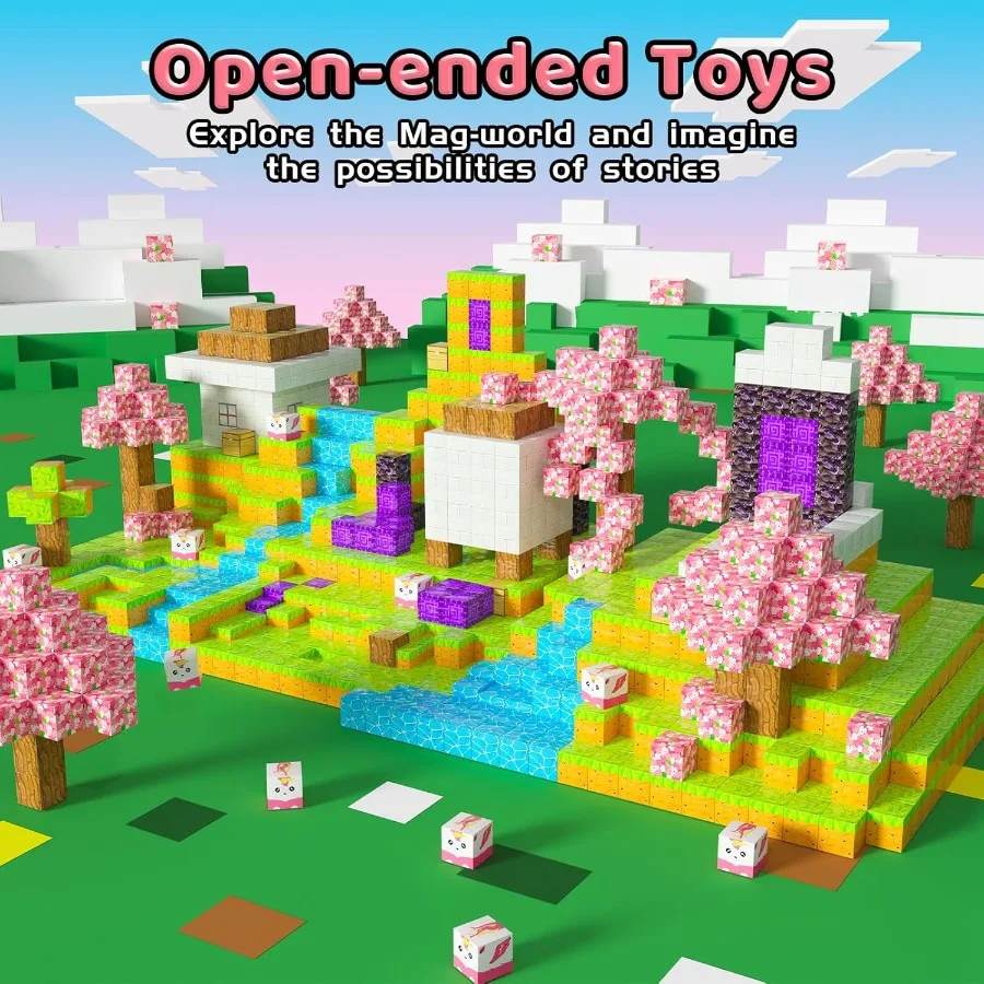 Magnetische Blöcke – 120-teiliges Spielzeugbauset, magnetische Bausteine, STEM-Sensorspielzeug, kreatives Geschenk für Jungen und Mädchen im Alter von 3 Jahren, Cher