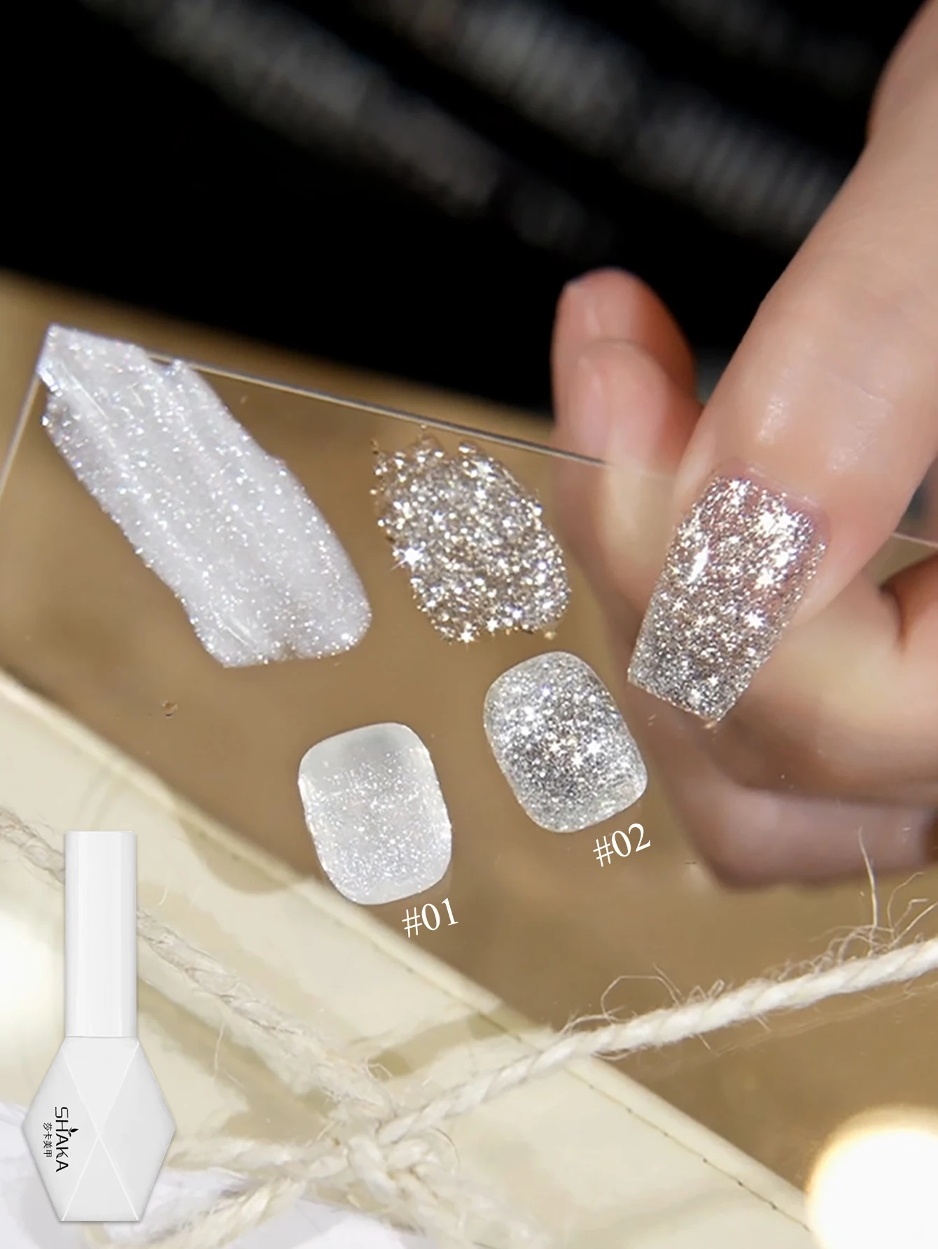 Zestaw żeli do paznokci WS 4-kolorowy 10 ml, błyszczący, z efektem brokatu, półtrwały, do zdobienia paznokci, utrwalany w lampie UV/LED, do użytku w salonie paznokci lub do samodzielnego użytku.