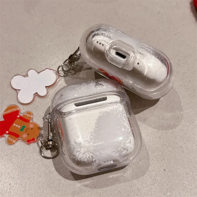 Funda navideña de arena movediza para AirPods 4, Airpod 1, 2, 3 Pro Pro2, auriculares Bluetooth, caja de carga, funda protectora para auriculares