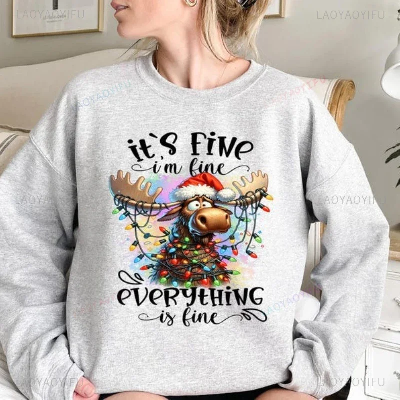 Animal Patterns Hoodie Long Sleeve Casual Wear Christmas Hoodie Women Sweater Gift for Xmas Hot Sale Cozy Christmas Sweatshirt