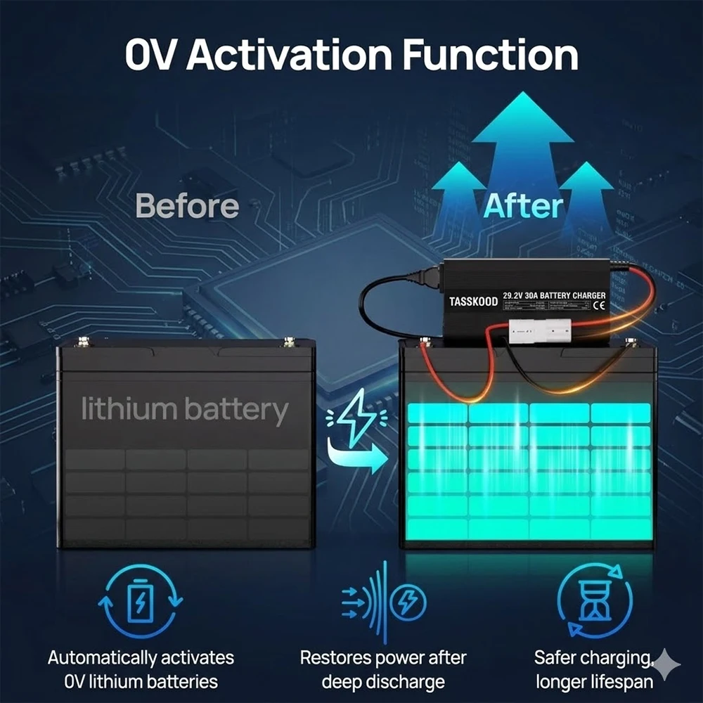29.2V 30A LiFePO4 리튬 철 인산염 배터리 충전기 24V 8S LiFePO4 딥 사이클 충전식 배터리용으로 설계됨