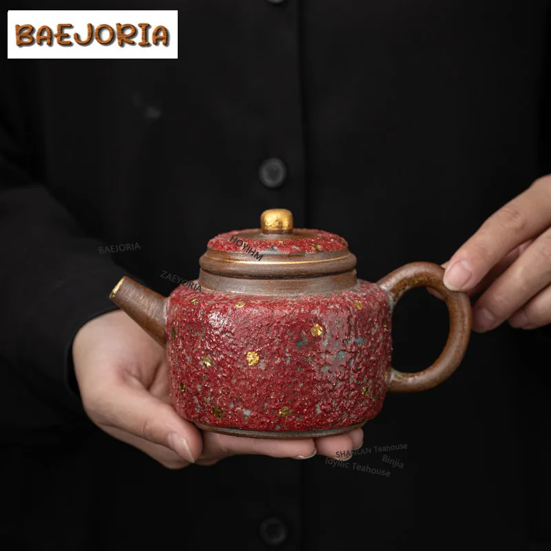 BAEJORIA 250ml Handmade Rock Mine Colored Pottery Teapot Ancient Tea Infuser Dezhong Pot Tea Soaking Kettle With Filter Teaset