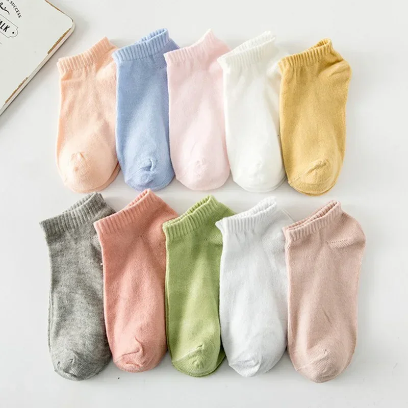 Colored Short Socks Ankle Breathable Girls Sports Socks Casual Summer Thin Low Tube Socks Solid Color