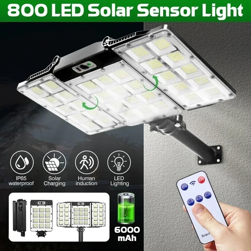 

Powerful Powerful Outdoor Solar Light 800 LED Super Bright Floodlight 6000mAh With Motion Sensor Waterproof Street Wall Light