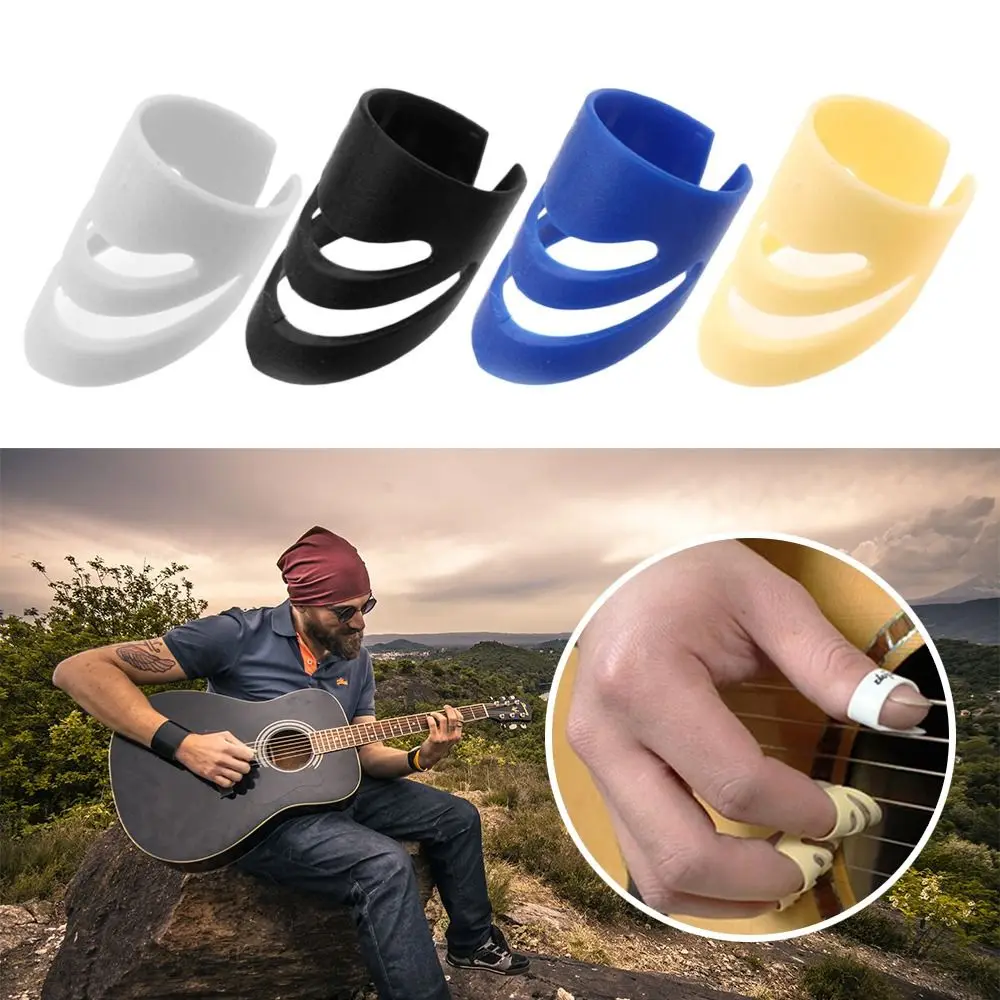 4Pcs/set Guitar Ukulele Plastic Thumb Finger Nail Fingertip Picks Protectors ALaska Pik Finger Pick for Acoustic Electric Guitar