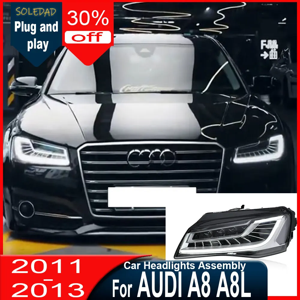Velo Car Accessories headlights for Audi A8 2011 2012 2013 A8L LED Headlight DRL Dynamic Singal High Low Beam Headlamps