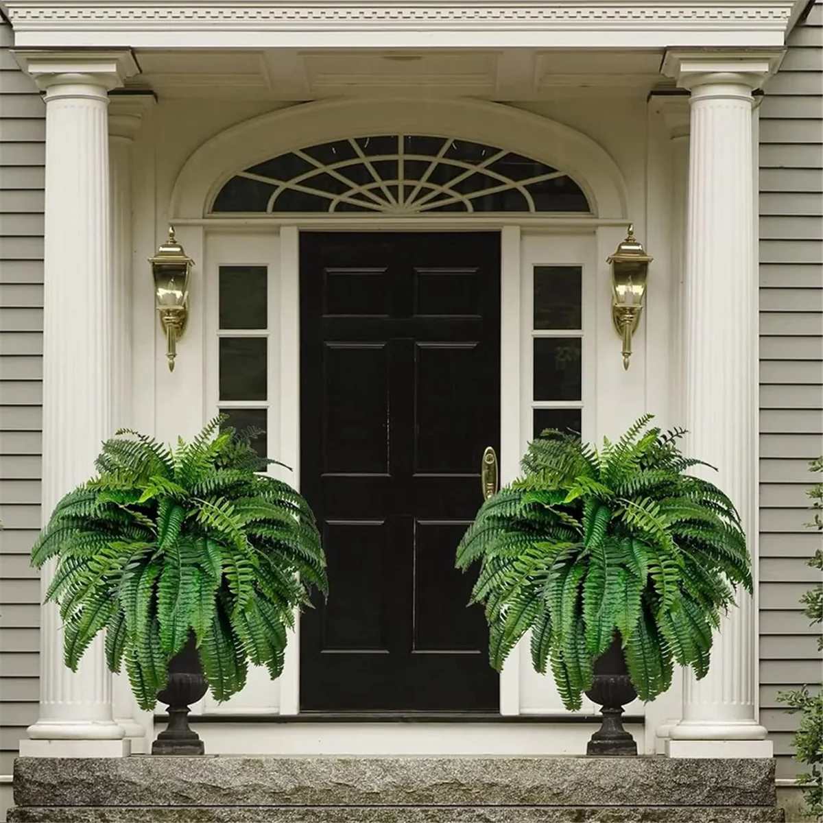 A16Z UV Resistant Lifelike Artificial Boston Fern, Artificial Ferns for Outdoors, Faux Ferns Fake Ferns Artificial Plants