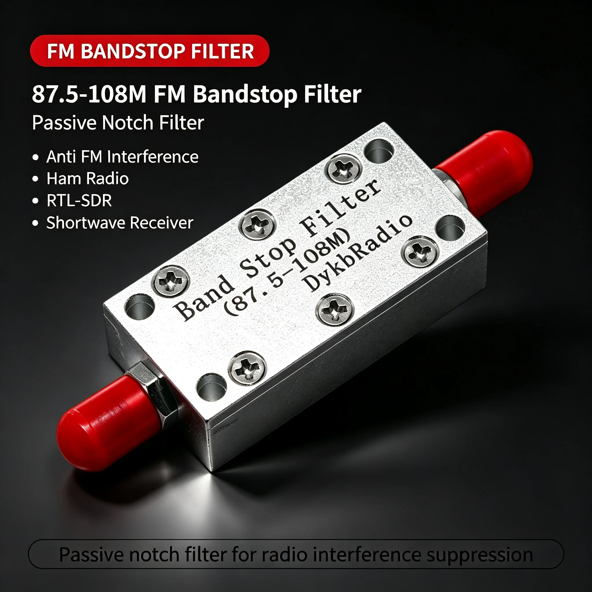 DYKB FM Bandstop Filter 87.5Mhz-108Mhz Passive Notch Filter Ham Radio Amp RTL-SDR Anti FM Interference Shortwave Receiver Board