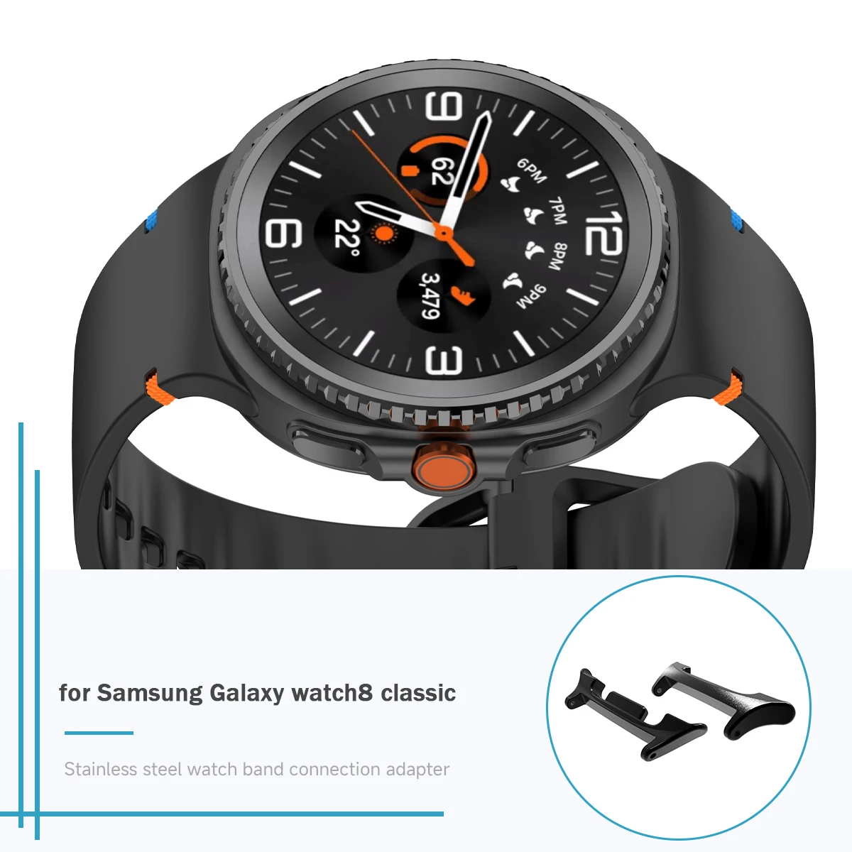 삼성 갤럭시 워치8 40 44mm 8클래식 46mm용 어댑터 1쌍 갤럭시 워치 울트라 2025/울트라 47mm 액세서리용 스트랩 부착물