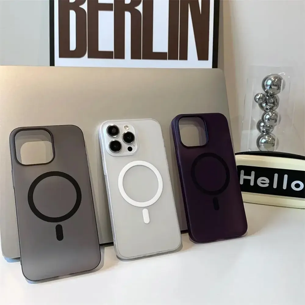 Matte Ultra-Thin for Magsafe Case For iPhone 15 16 14 11 12 13 Pro Max Plus Magnetic Wireless Charger Hard PC Translucent Cover