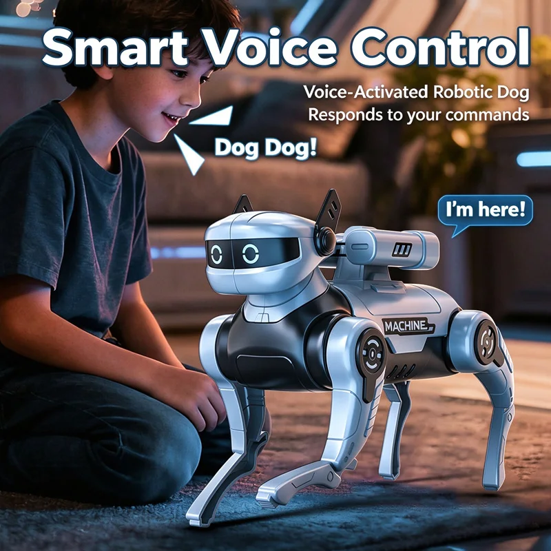 New AI Voice Dialogue Smart Robot Dog Educational DIY Assembly Electric Pet Toy Christmas Gift for Kids