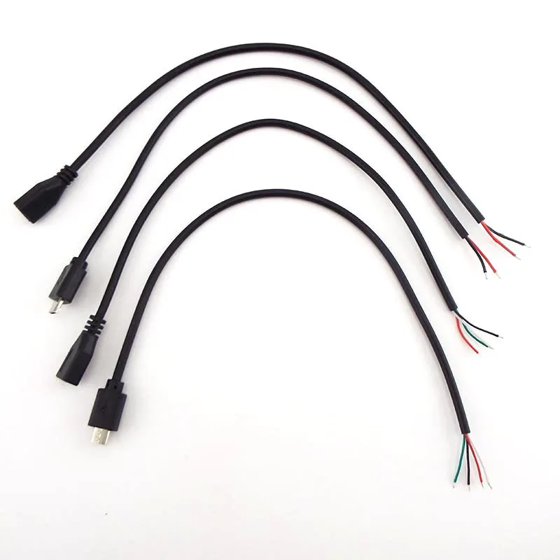 Micro USB 2.0 A Female Male Jack Charging Connector Cable 4 Pin 2 Pin 4 Wires Data Charge Cord DIY for Android Interface C2